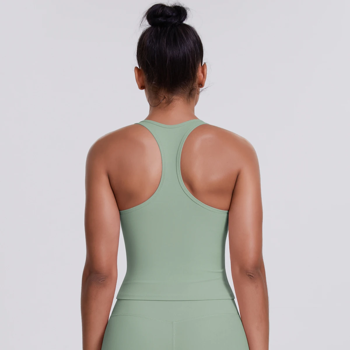 I-shape Solid Color Yoga Tank Top for Woman Tight Fitting Quick Drying T-shirt Running Exercise Gym Push-up Short Sleeved Shirt