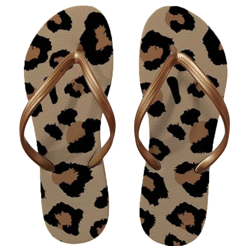 2023 leopard print beach niche versatile  design style trendy women\'s non-slip wear-resistant breathable comfortable flip-flops