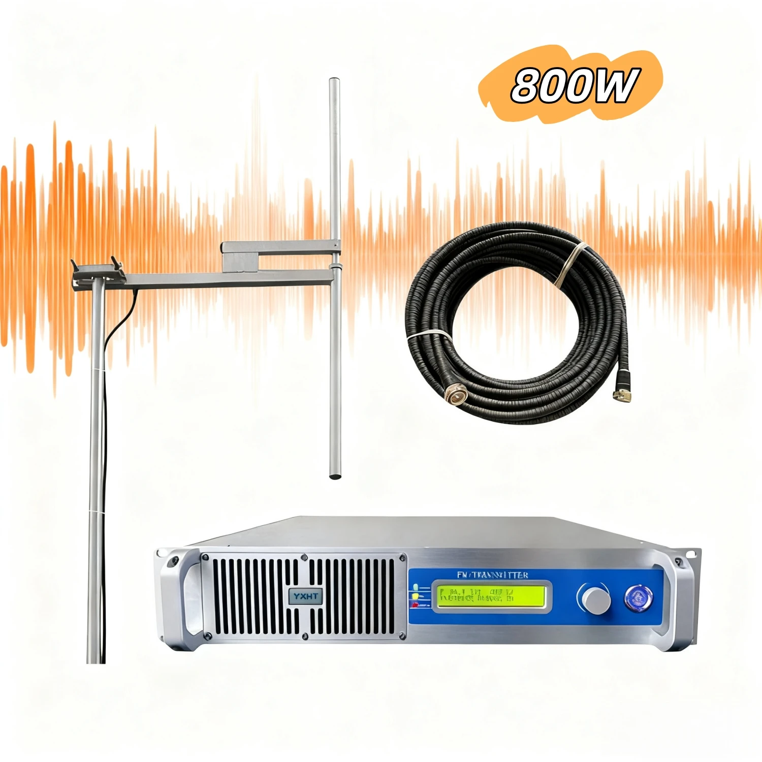 

YXHT-800W FM Transmitter Kit Universal 100-240V , Top CD Sound, Low Noise, AES Input for Church, Radio Station, Amusement Park