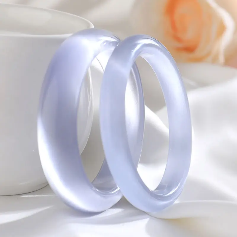Exquisite Jewelry Real Jade Bracelets 7A Blue Chalcedony Women Bangles Add  Jadeite Accessories Lucky