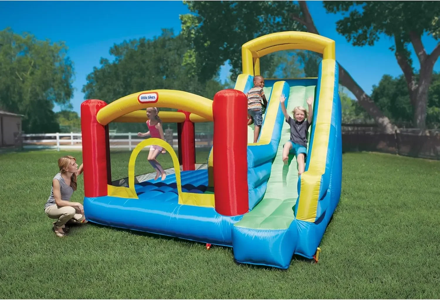 Giant Inflatable Slide Bouncer with Heavy Duty Bouncer Multicolor Model Large Climbing Wall Huge Slide and Large Protected