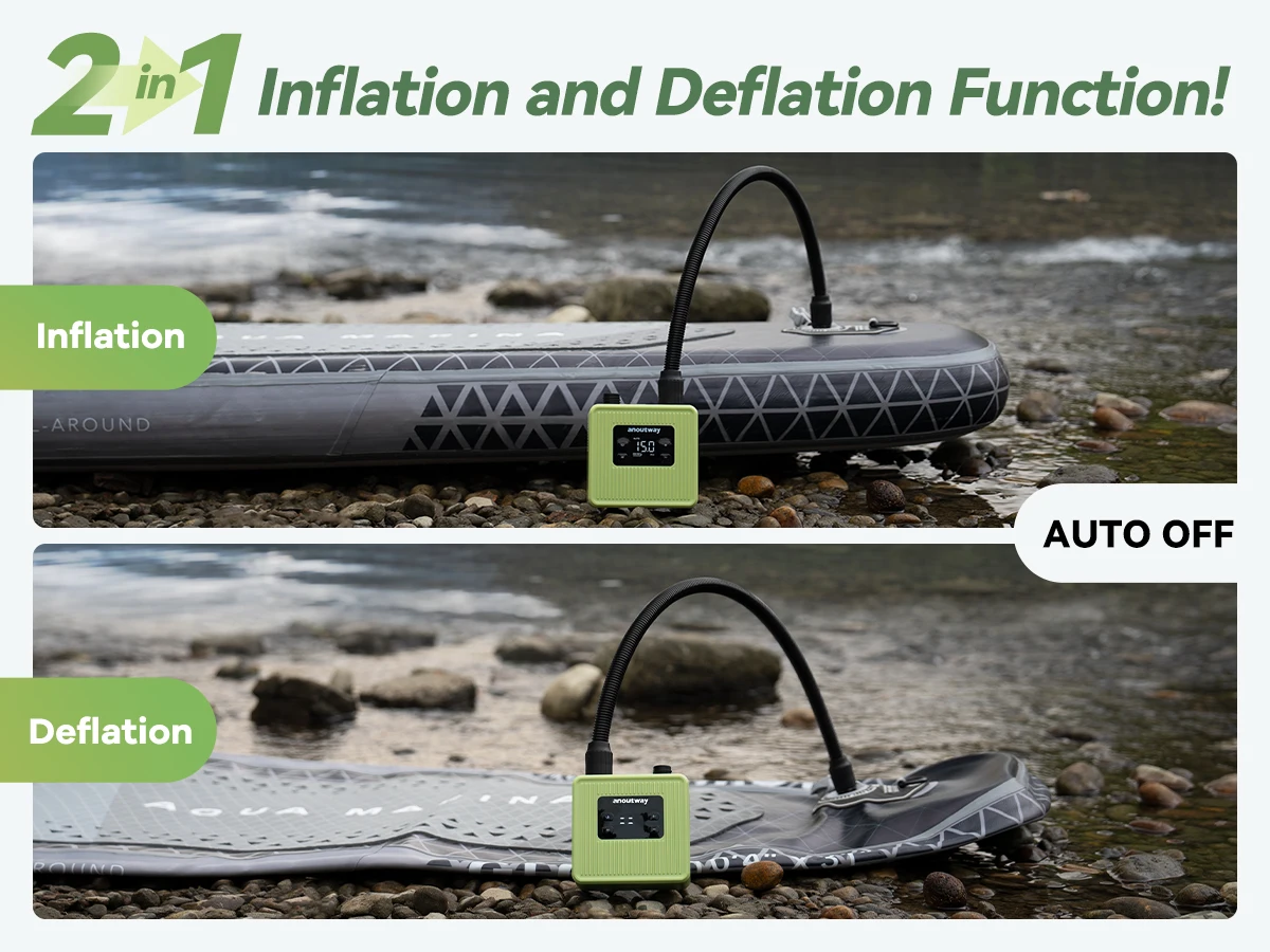 Anoutway SUP-Pumpe für Stand-Up-Paddle-Boards, 20 PSI, 4500 mAh, für aufblasbare Kite-Boards, Kajaks, Zubehör, aufblasbare Zelte und Matratzen – Detail 8