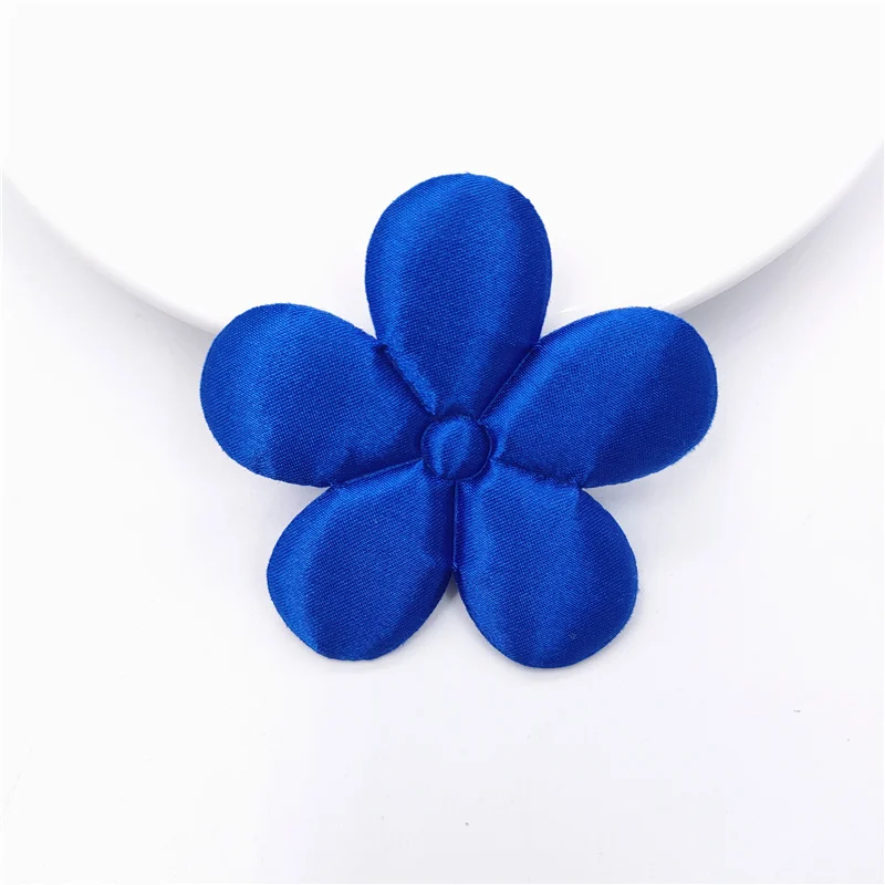 20Pcs 6.5CM Satin Fabric Flower Applique For DIY Baby Hair Clip Hat Headwear Crafts Patches Decor Ornament Clothing Accessories