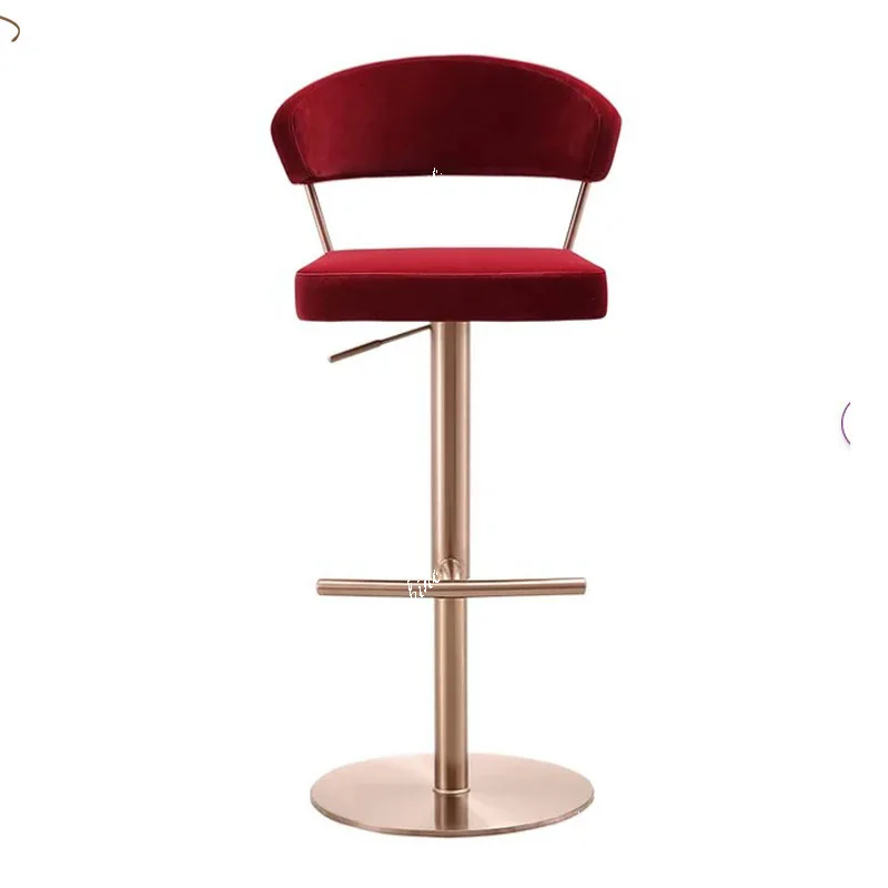 Nordic metal bar chair light luxury lifting rotating backrest high foot hotel front desk