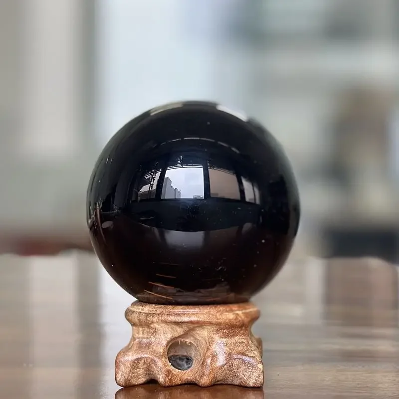 

Natural Obsidian Stone Crystal Round Ball Beads Reiki Polishing Massage Ball Reiki power Living Room Decoration Crafts 118