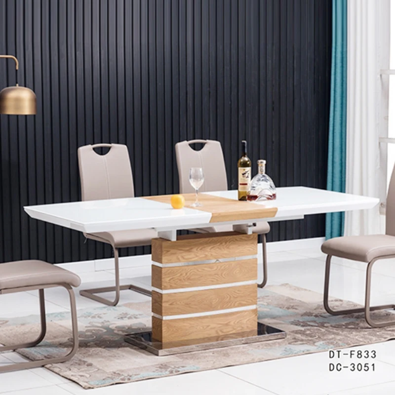 Sinochic Factory Nordic Style Luxury Modern MDF Top Wooden Panel Kitchen Tables Extendable Dinner Table Large Dining Tables