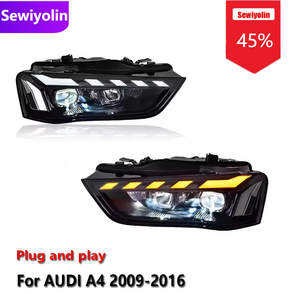 

Автомобильные светодиодные фары DRL в сборе для Audi A4 B8 B8.5 DRL 2013-2016, модифицированные фары S4, линзы проектора Plug And Play