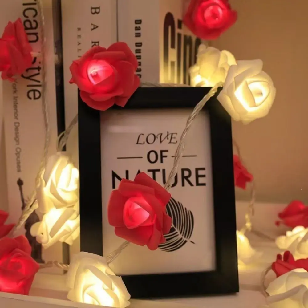 New 1.5m Rose Blossom Vine String Light Battery Powered Copper Wire Rose Flower Light LED Artificial Fairy String Light Garden