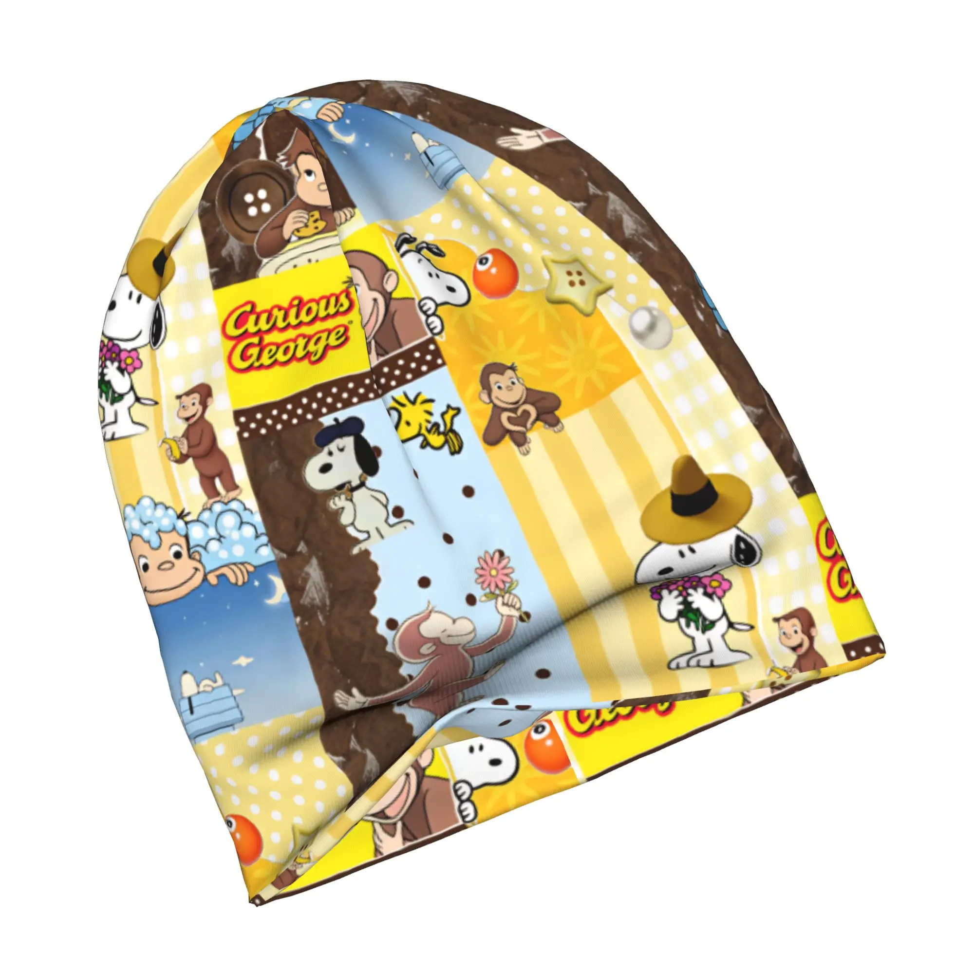 C-Curious G-George Anime Bonnet Hats  Street Knitting Hat For Women Men Winter Warm Funny Monkey Cartoon Skullies Beanies Caps