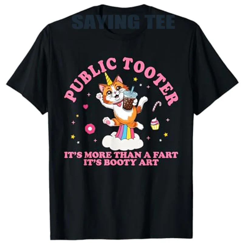 

Public Tooter Funny Inappropriate Embarrassing Adult Humor T-Shirt Cute Unicorn Cat Y2k Graphic Outfit Sarcastic Saying Tee Tops