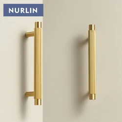 Nurlin Solid Brass Linear Cabinet Handle Drawer Tbar Cabinet Door Pull White Matte Gold Bronze Available Many Size Opation
