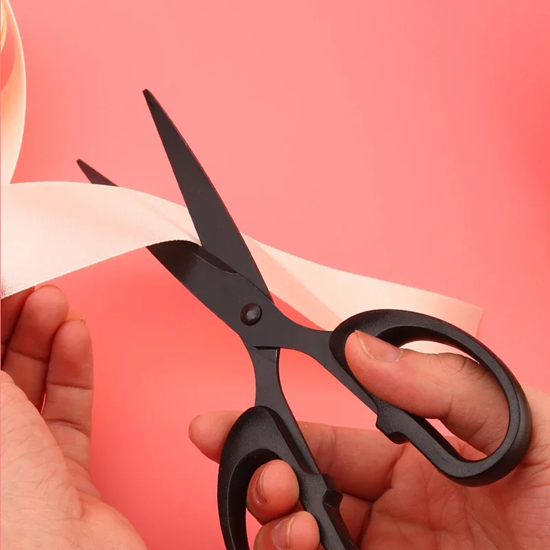 Black Blade Scissors Wear-resistant Not Easy to Stick Scissors Stainless Steel Blade Household Durable Scissors Sewing Tools