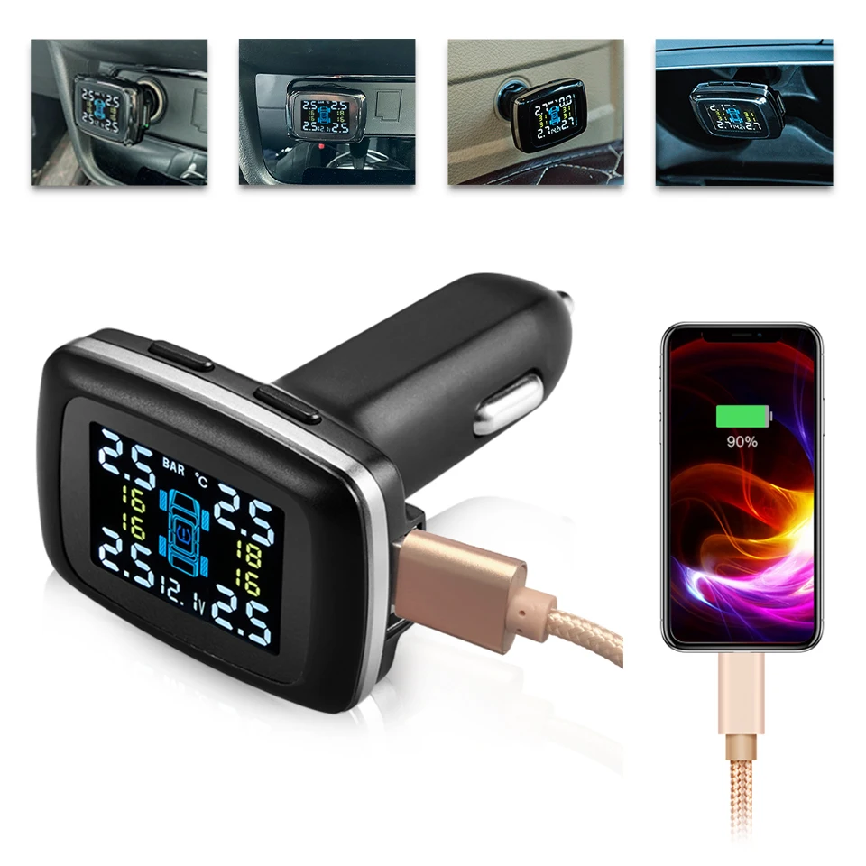 

Система контроля давления в шинах TPMS: цифровой манометр, электронный детектор давления в шинах для автомобилей с подключением к прикуривателю