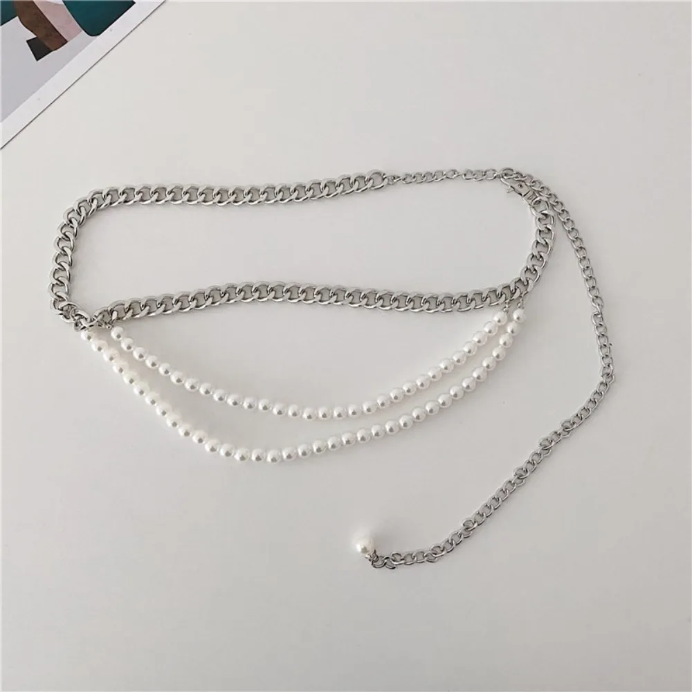 جديد أنيق متعدد الطبقات حزام اللؤلؤ تنوعا الخصر التبعي اللؤلؤ الخصر سلاسل بوهو اللؤلؤ الربط حزام للنساء