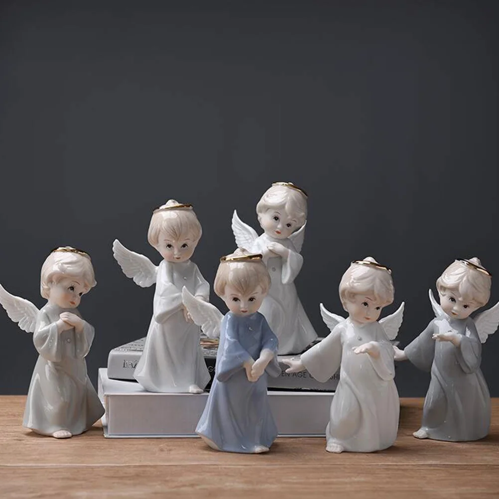 

Handmade Ceramic Small Angel Desktop Decoration White Table Ornament Home Adornment for Office Home Decor Gift