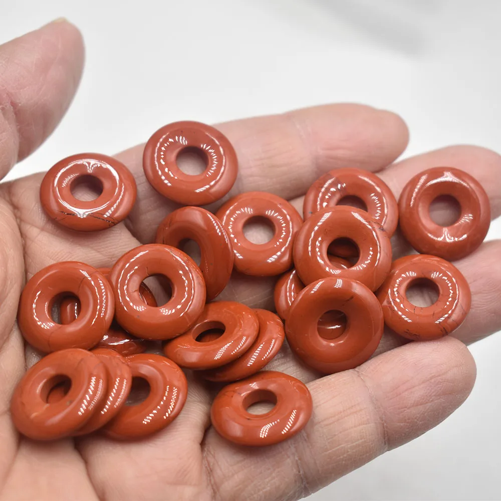 Modische, hochwertige, sortierte Naturstein-Gogo-Donut-Anhänger, Perlen 18mm für Schmuckherstellung, Großhandel 12 Stück/Los, kostenlos. – Detail 2