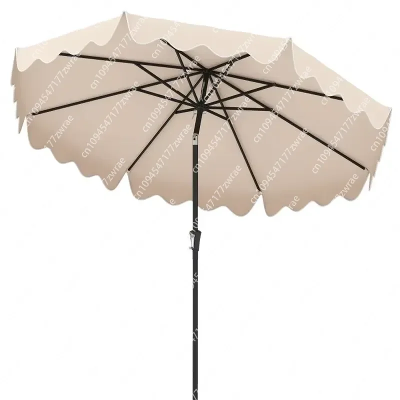 9 Feet Patio Umbrella with Crank Handle and Push Button Tilt Durable Outdoor Furniture Accessory