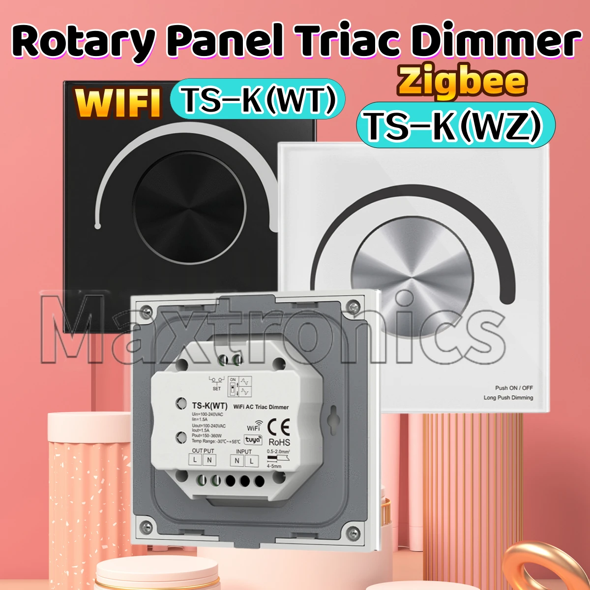 Rotary Panel Zigbee /WiFi Triac Dimmer TS-K Tuya Smart APP Cloud Control To Dim and Switch Single Color Dimmable LED Lamps/Strip view 5