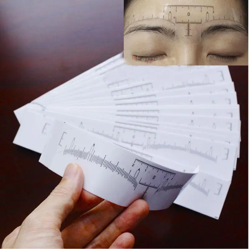 10Pcs Disposable Eyebrow Rulers Stickers Permanent Makeup Measure Tools