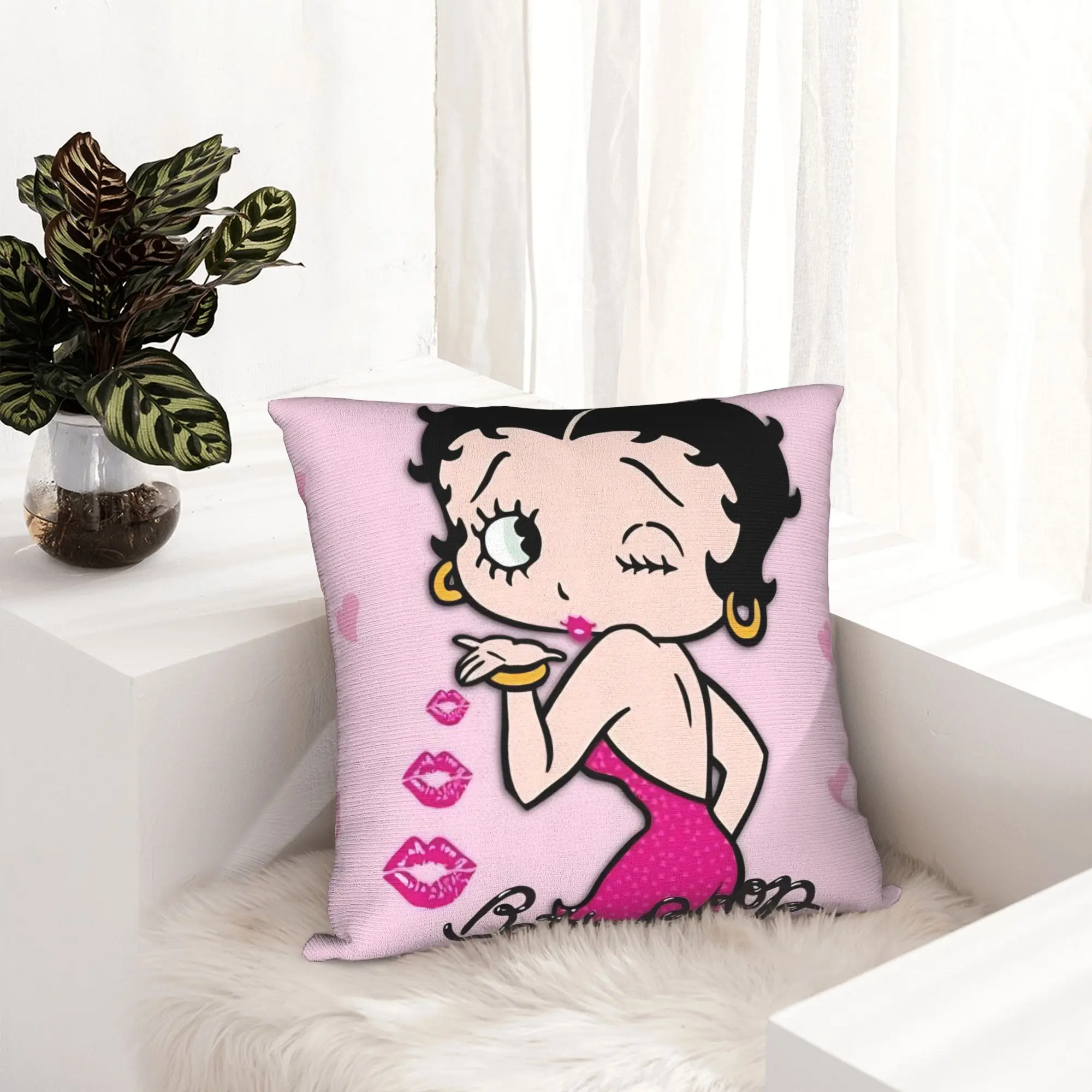 Anime B-Betty BoopS Pillowcase Double-sided Printing Polyester Cushion Cover Decor  Pillow Case Cover Chair Square 18''