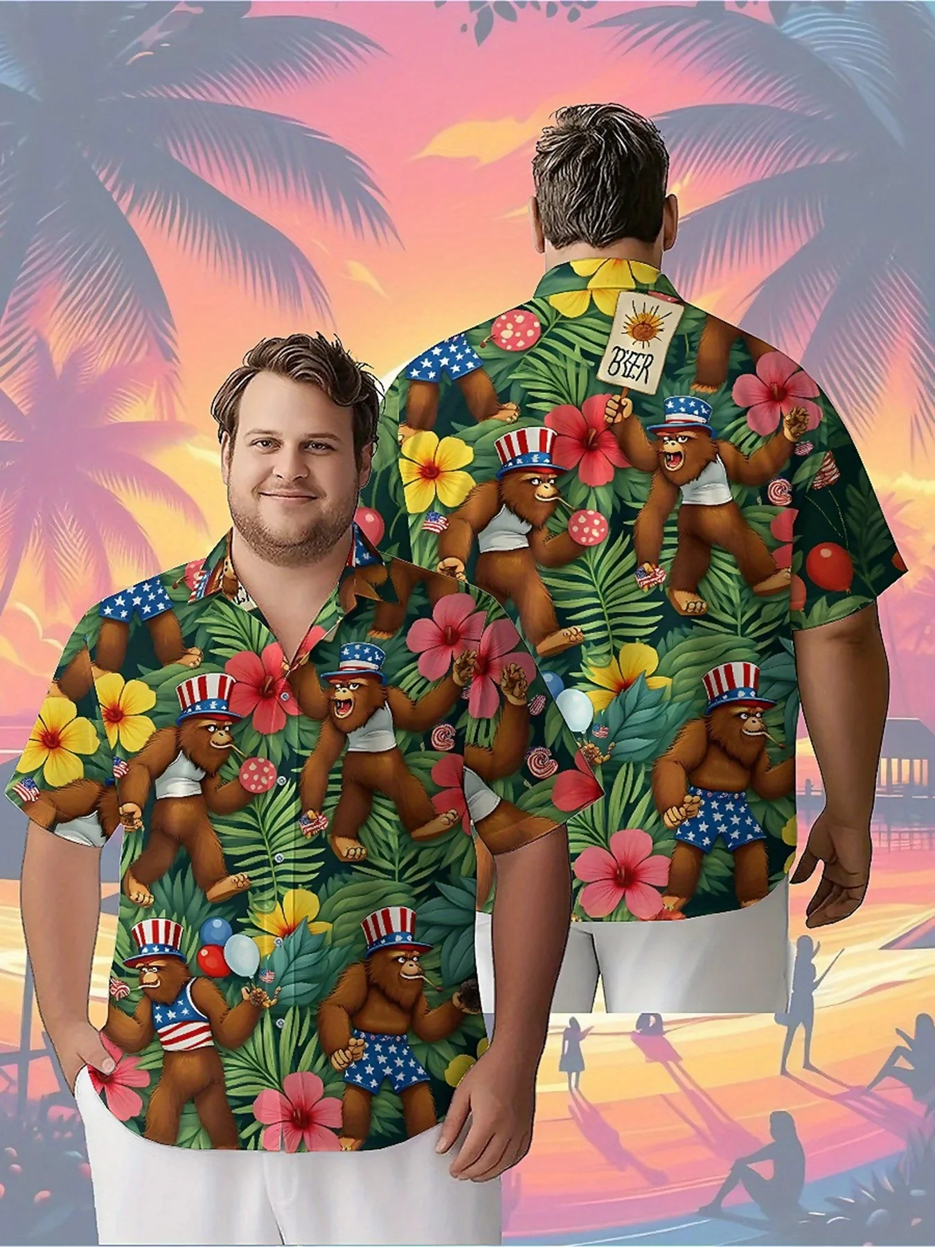 Men's Plus Size Hawaiian Shirts Tropical Carnival Theme pattern,Premium Comfort Youth Clothes,Streetwear Y2K Tops