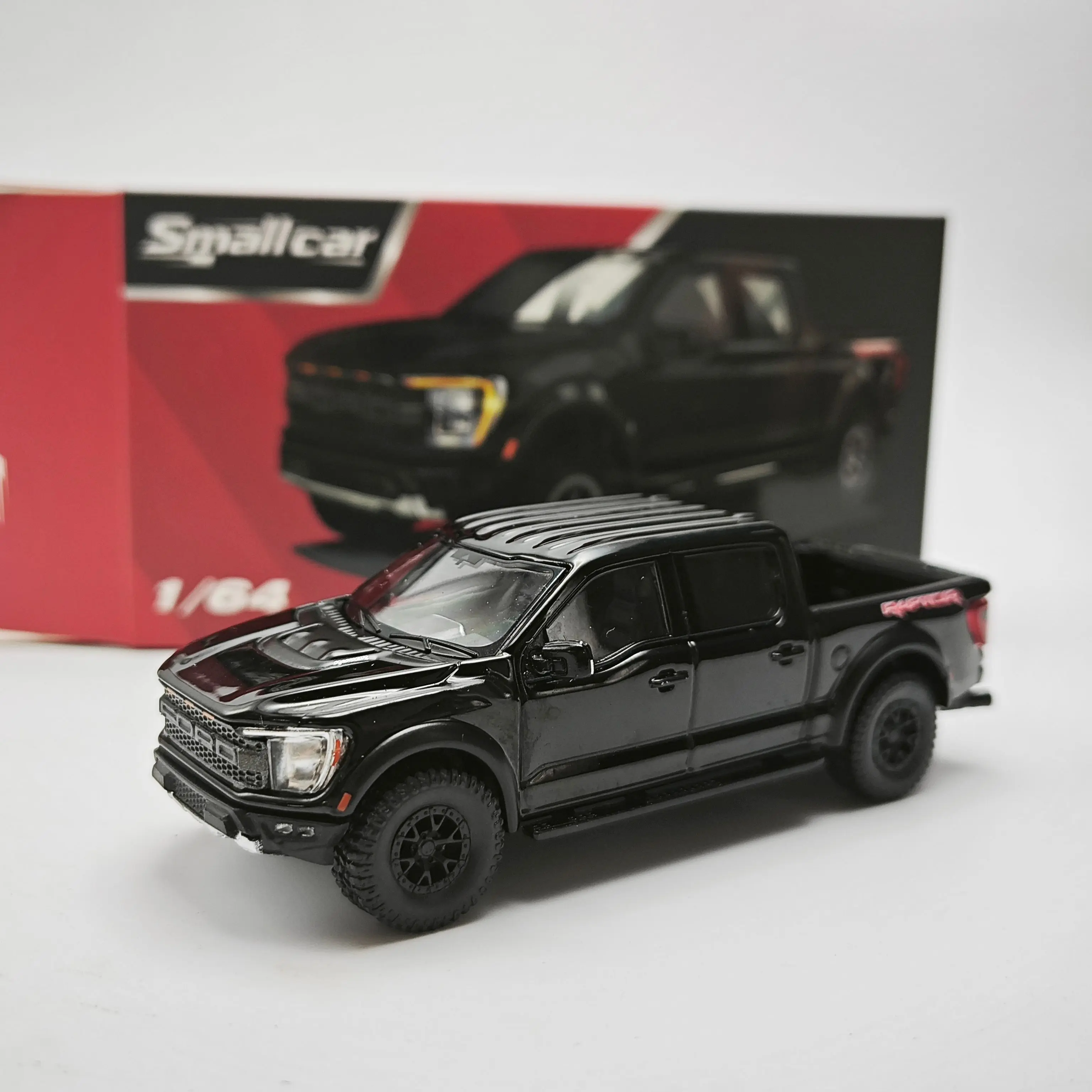 Smallcar 1:64 Raptor F-150 ممتص الصدمات الباب الخلفي قابل للفتح نموذج سيارة مصنوع من خليط معدني