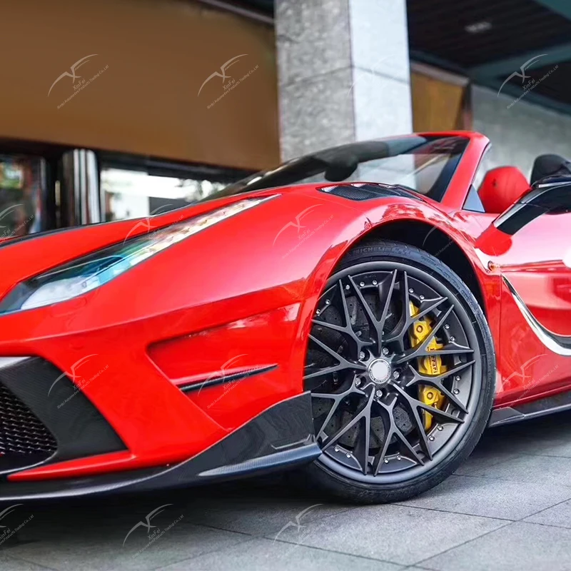 Suitable for Ferrari 488 modified Mansory front and rear bumpers, side skirts, rear spoiler, carbon fiber body kit decoration