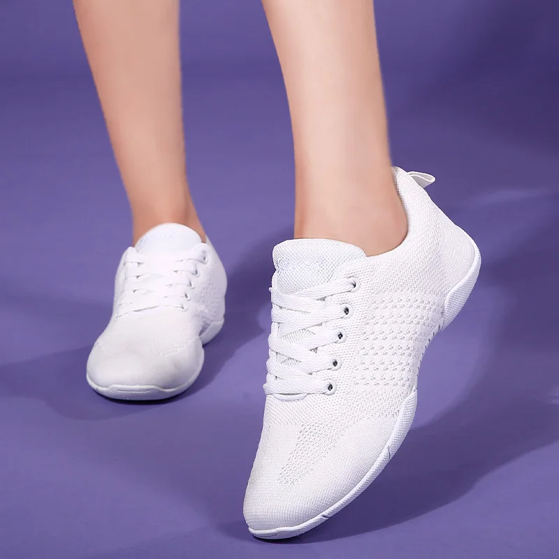 Flying Weave Breathable White Women Cheerleading Dance Shoes Children Gymnastics Sneakers Girls Boys Training sports shoes