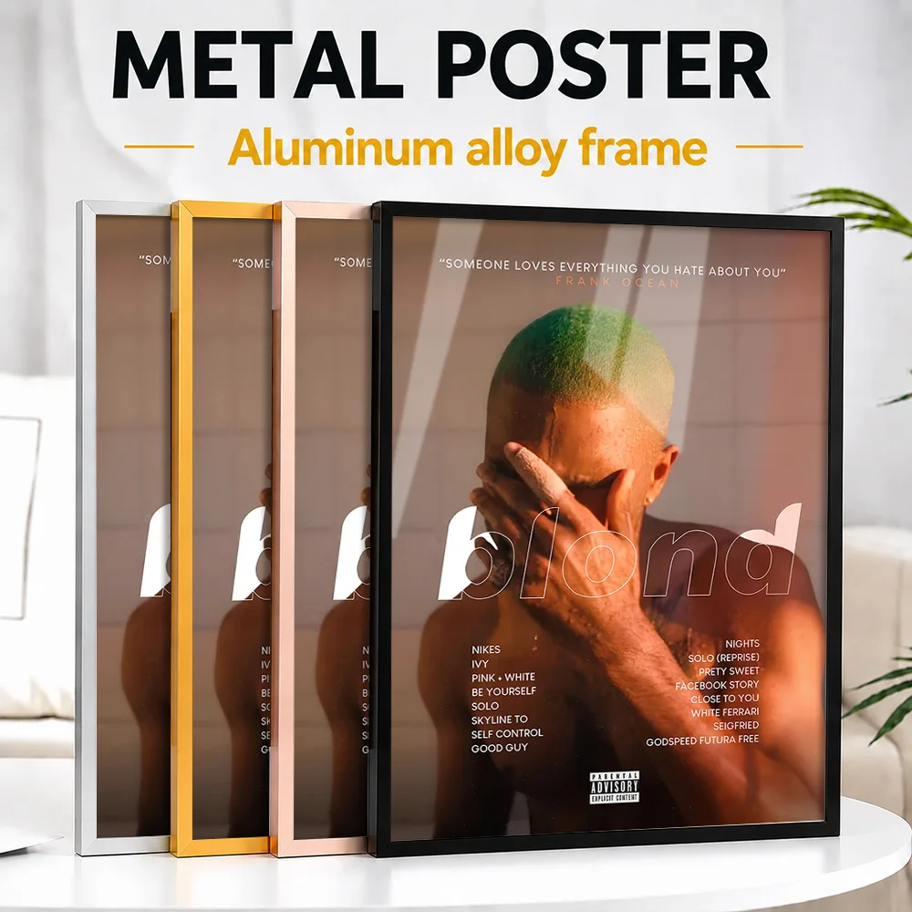 Frank Ocean Blond Album Metal Poster With Aluminum Alloy Frame Personalized Photo Curated Sound Style Wall Art For Living Room