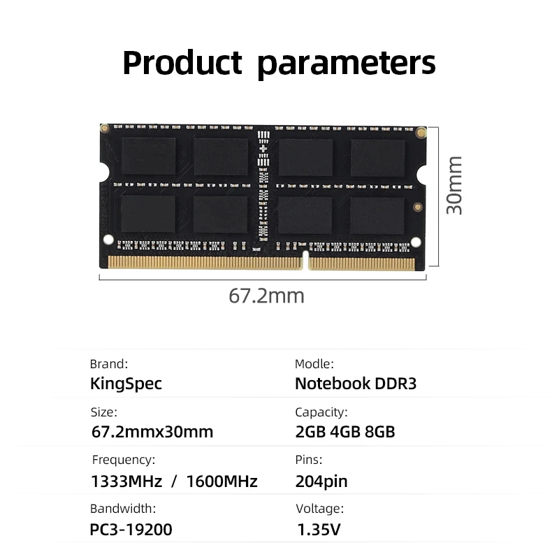 Kingspec DDR3 NB 8 Gb 4 Gb 1600 Sodimm Ram Memoria Ram Voor Laptop Ddr 3 1600 Mhz Ram Ddr3 4 Gb 8 Gb Notebook Memory sodimm