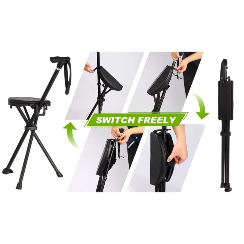 

Cane with Portable Folding Walking NonSlip Stools Beach Camping Chair