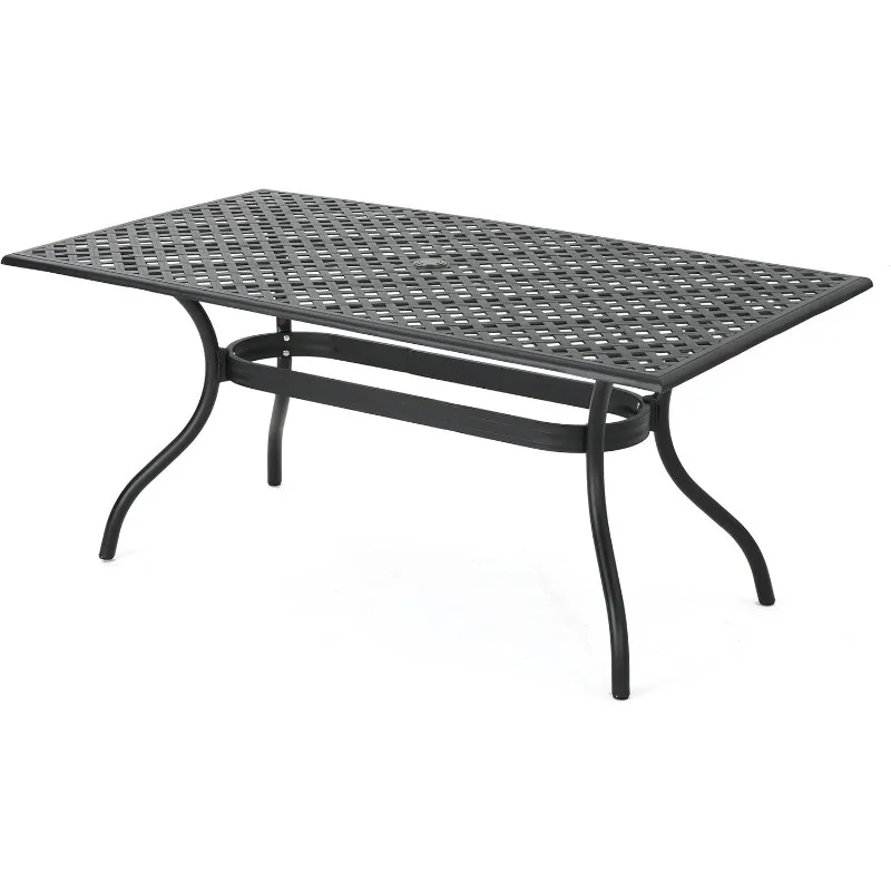 Hot Selling Products Outdoor Dining Table Cast Aluminum Rectangle Table Black Sand Simple and Durable Can BeUsed in Any Occasion