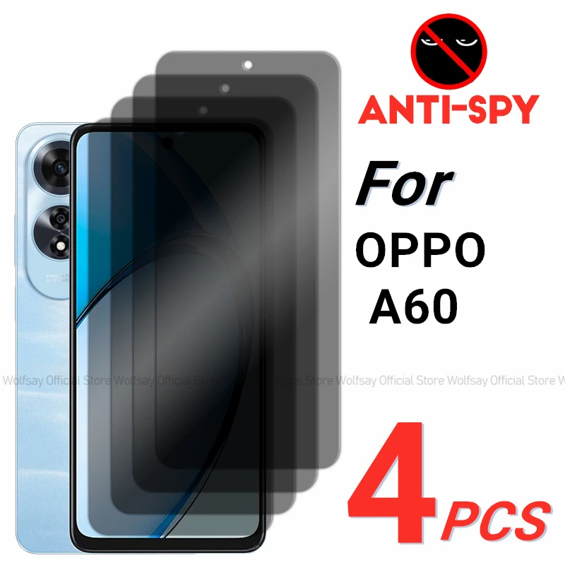 

2/4PCS Privacy Screen Protector For OPPO A60 Anti-Spy Tempered Glass For OPPO A60 Full Glue Privacy Phone Glass For OPPO A60