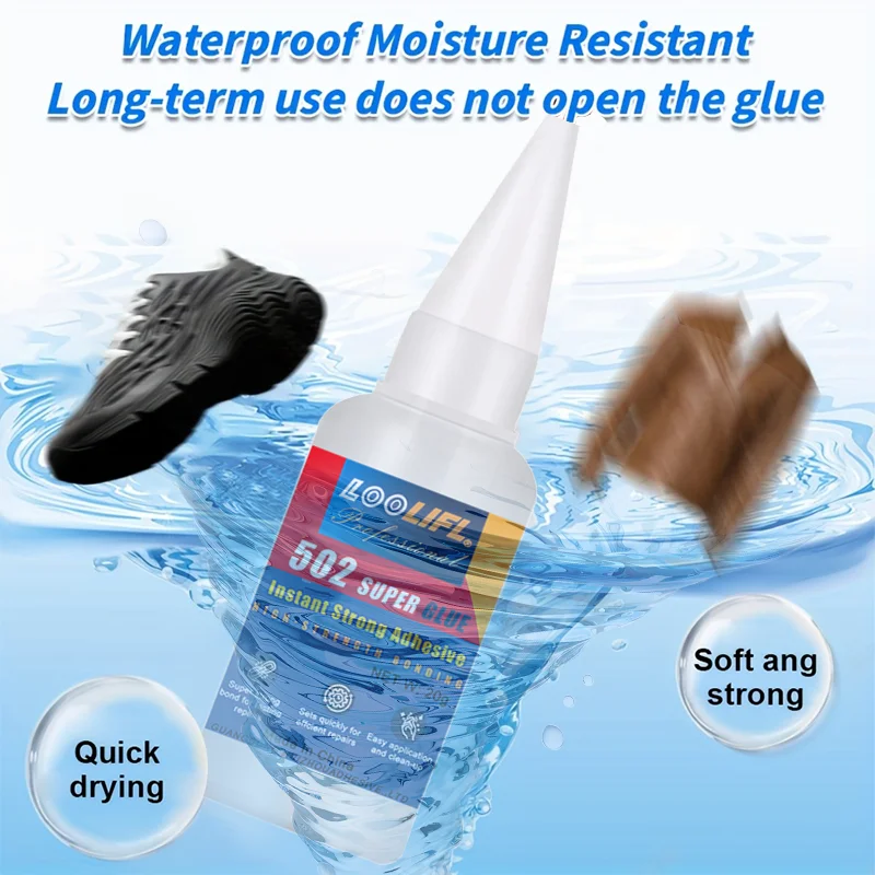 LOOLIFL 20 ml de pegamento instantáneo de cianoacrilato, adhesivo fuerte, líquido para manualidades, joyería, zapatos, secado súper rápido, transparente, superpegamento 502, pegamento líquido de alta resistencia