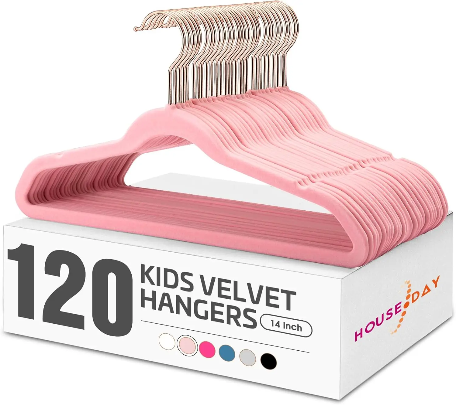 

120 Pack Velvet Kids Hangers, Slim 14 Inch Non-Slip Children's Closet Hangers for Toddler Clothes in Blush Pink