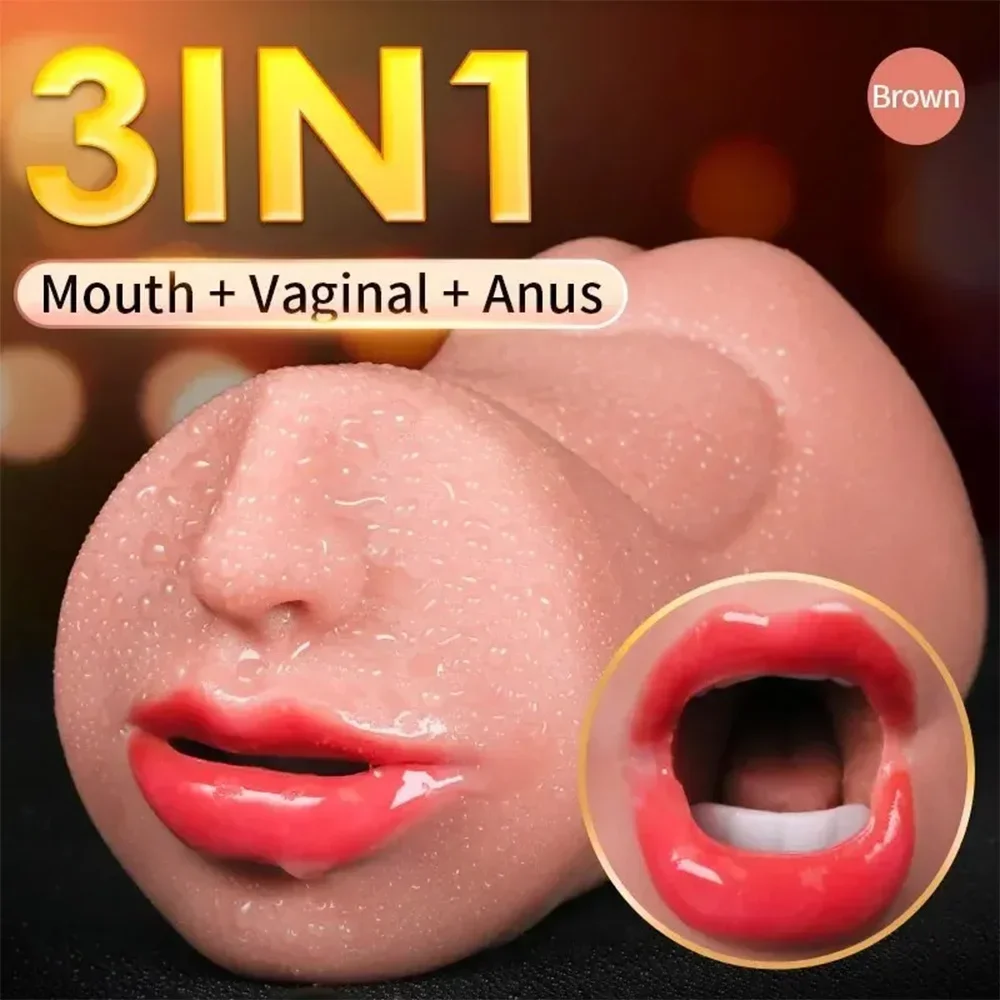 3-in-1 künstliche Vagina, männlicher Masturbator, Tasse, realistische vaginale echte orale Vagina, Anal-Silikon-Arsch, Sexspielzeug für Männer,