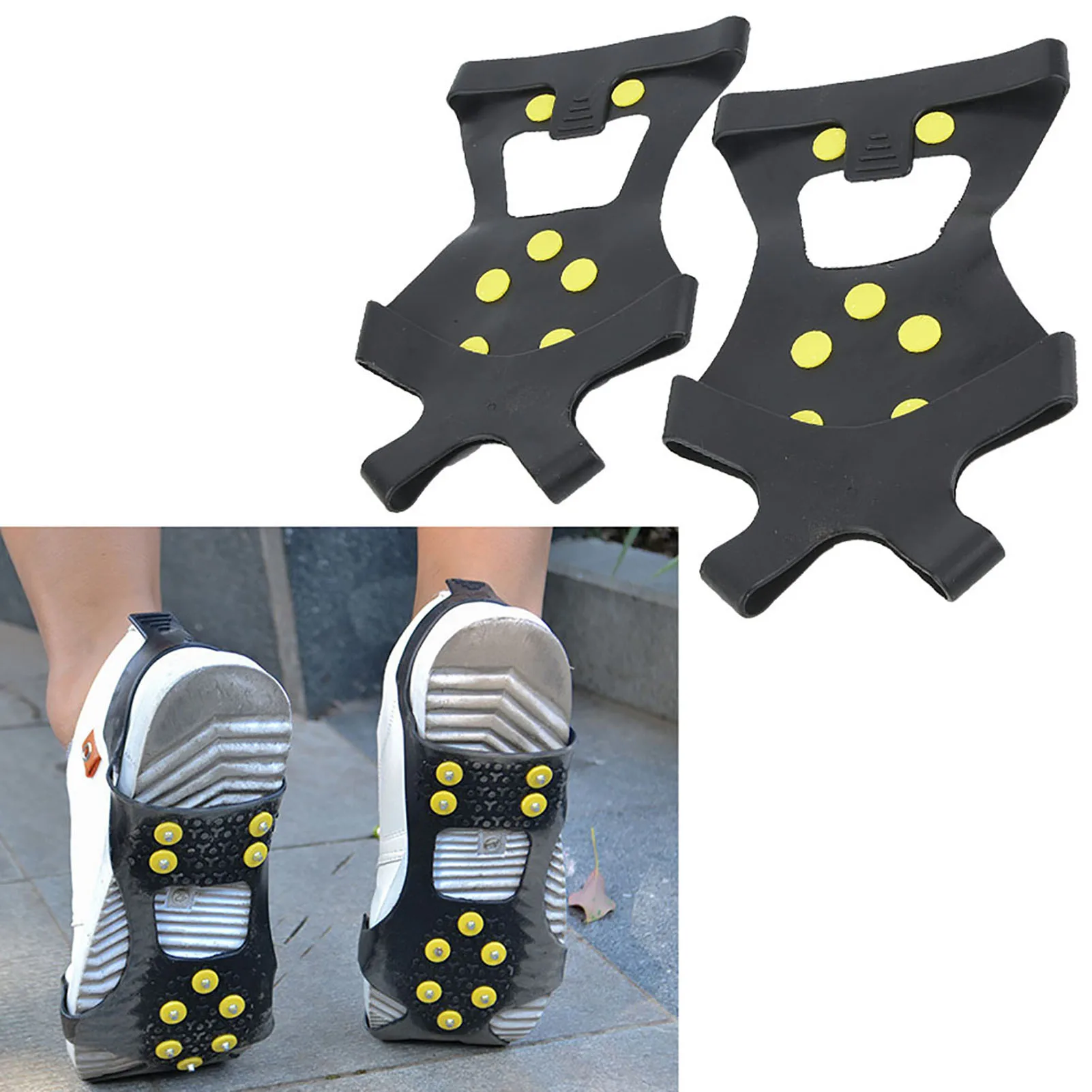 

1 Pair Outdoor 10-stud Anti Slip Ice Snow Spike Grips Gripper Camping Shoes Covers