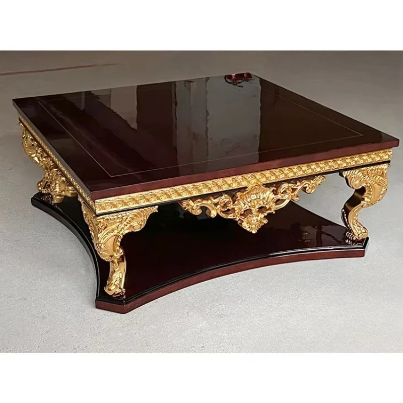 Retro coffee table Simple coffee table Hand carved wooden coffee table