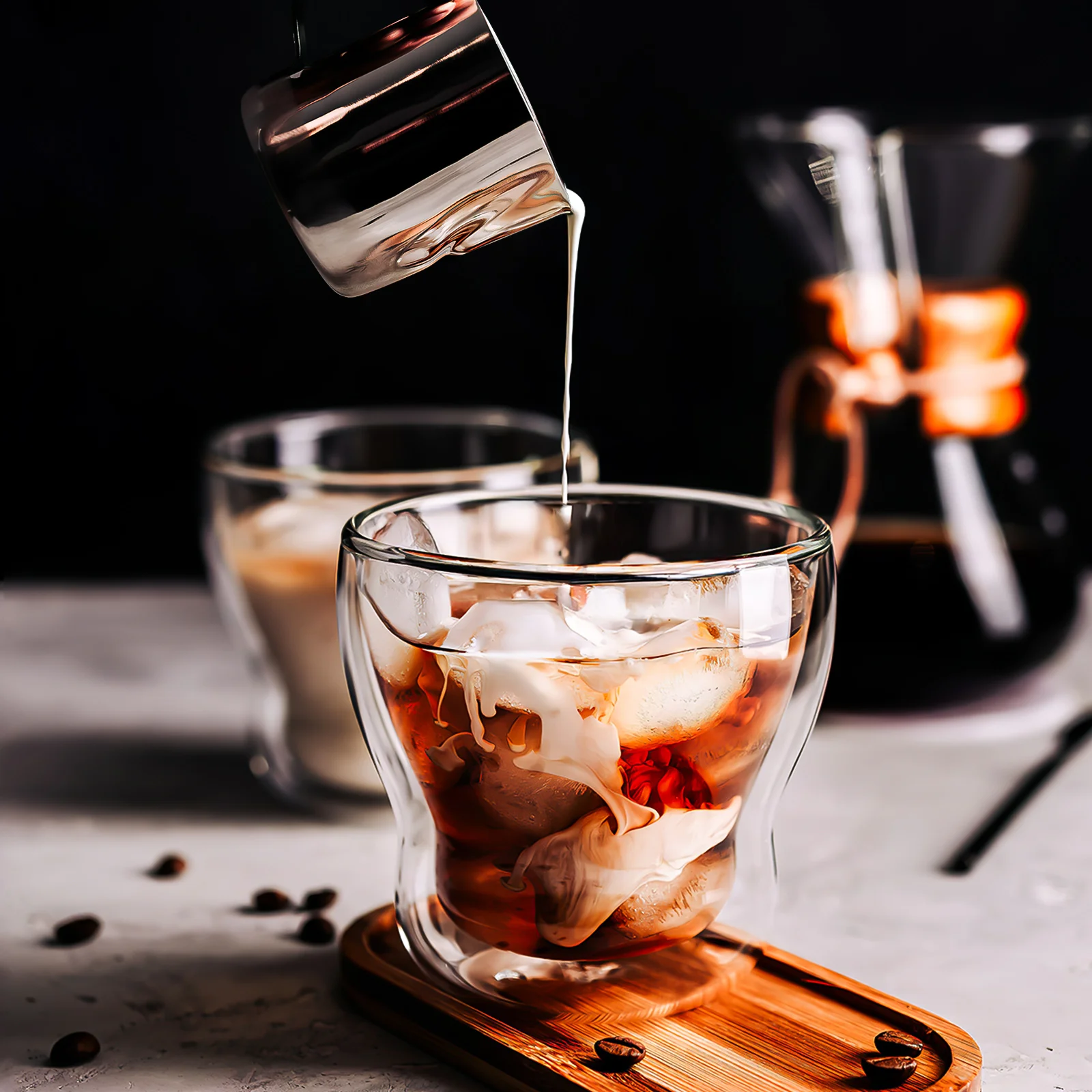 2 Pcs Pull Flower Cup Coffee Creamer Metal Frothing Pitcher Stainless Steel Latte Jug Milk Foaming Pot