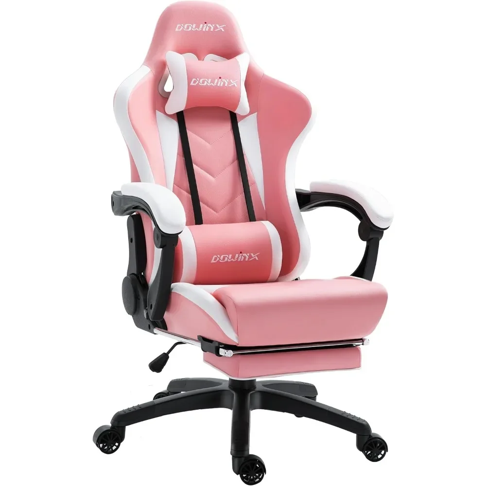 Kursi Gaming ergonomis, dudukan kulit PU untuk komputer dan olahraga dengan dukungan pinggang pijat