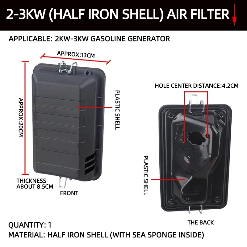 Gasoline generator accessories 2KW 3KW 5KW 8KW filter air filter assembly