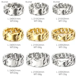 20/24/31mm 316L Stainless Steel Brushed Cuban Bracelet For Men and Women With Bone Charm Clasp Jewelry