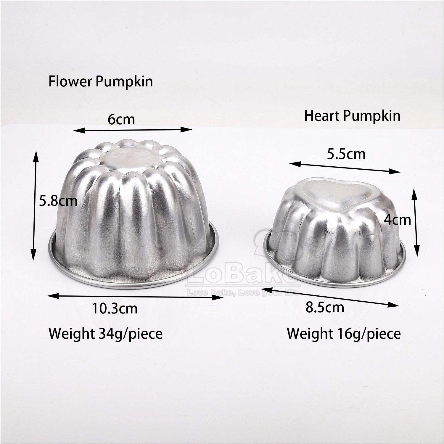 2 Designs Flower Heart Pumpkin Shape Aluminum Cake Mold Metal Pudding Holder Cupcake Cheese Mousse Pan DIY Baking 10pcs A lot