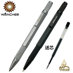 WANCHER Ballpoint Pen Original Hexagon Brass Metal Rotary Black 0.5mm Refill Replaceable W1558 Office School Stationery