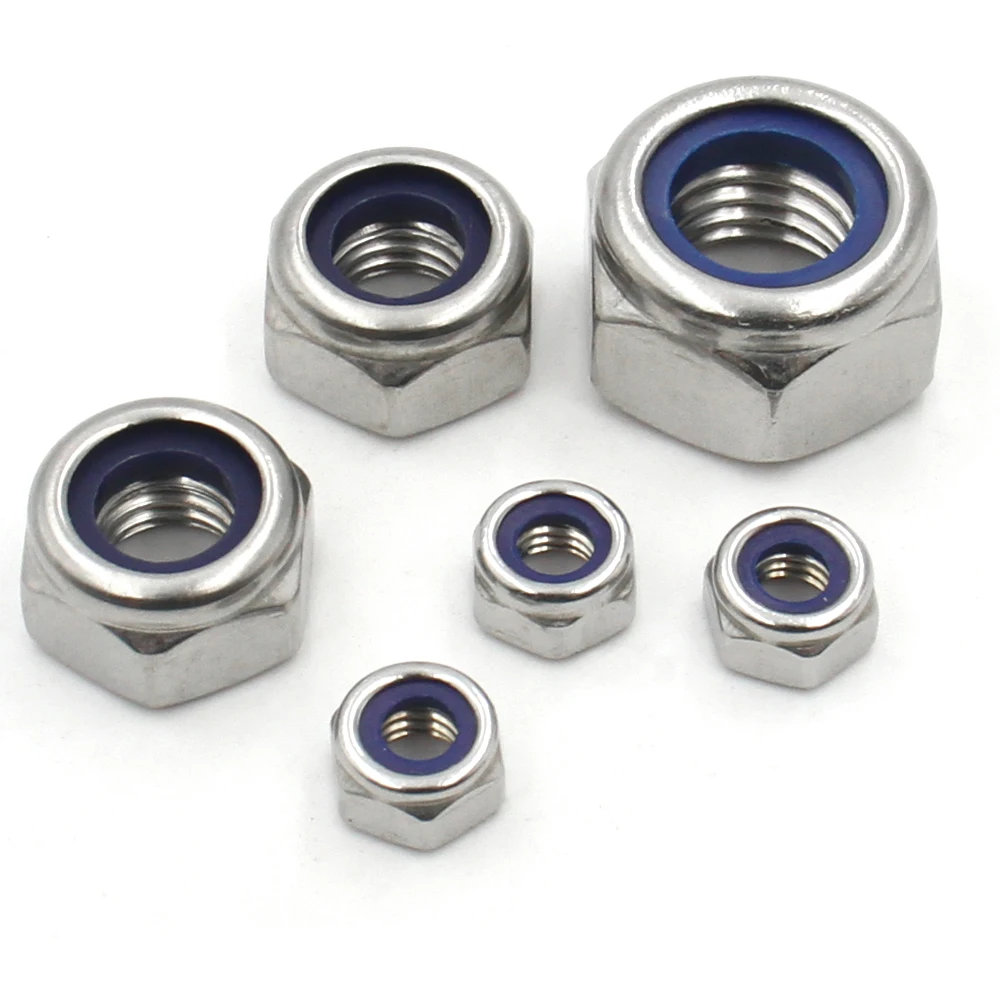 

M2-M22 DIN985 304 Stainless Steel Nylon Insert Hex Lock Nuts Self-Locking Hex Nuts