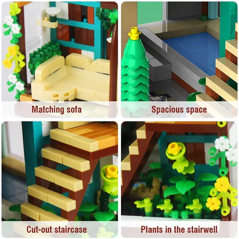 1340 Pezzi Micro Building Blocks Libro Silenzioso Padiglione Appartamenti Camera da Letto Assemblaggio Architettura Mattoni Giocattoli per Ragazza Regali per Bambini