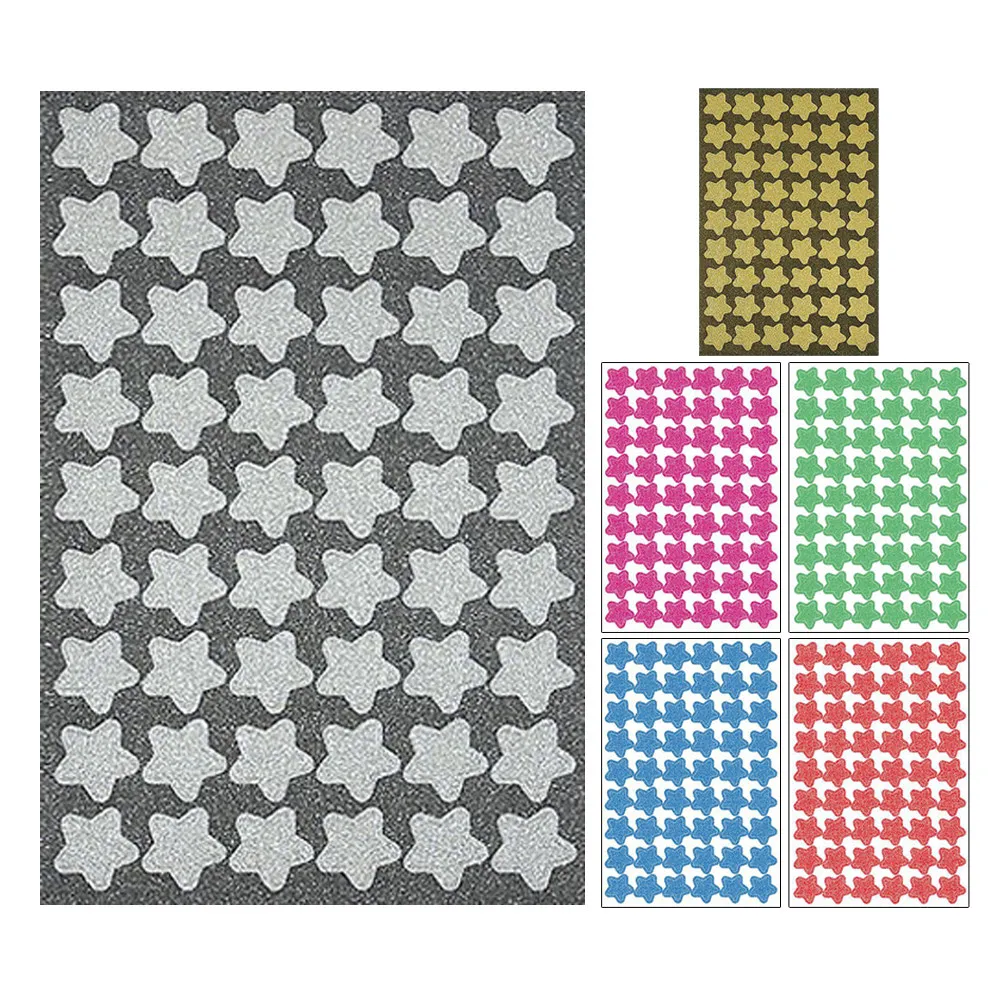 6Sheets Vibrant Glitter Star Stickers Mini Reward Stickers for Positive Reinforcement School Supplies Teachers
