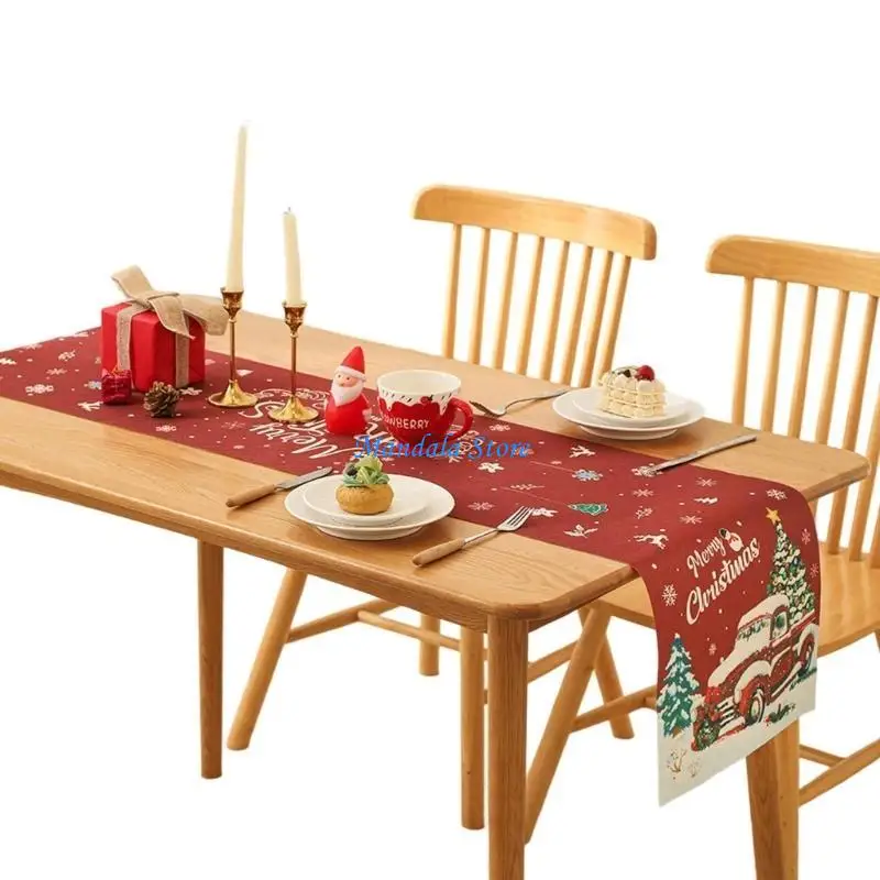 

U2JC Christmas Table Cover Washable Festival Party Decoration Dining Tablecloth