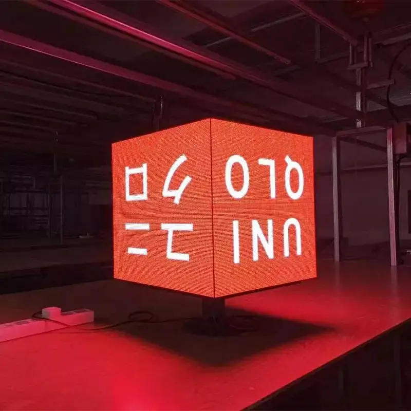 High Brightness Cubes Screen Sign Video Wall Waterproof Advertising P3.91 LED Pixel Video Logo Sign LED Cube Screen Display