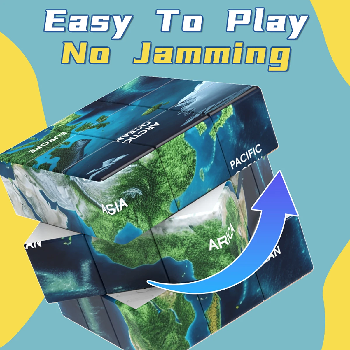 Magic Cube 3x3x3 3D UV World Map Stress-Relieving Puzzle Professional Smooth Speed Game Children's Toy Gift